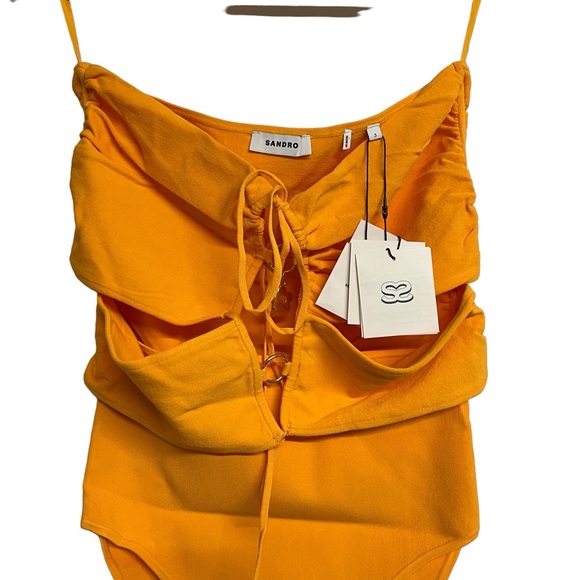 New Sandro Knit Bodysuit With Ring Details in Orange - Picture 4 of 10